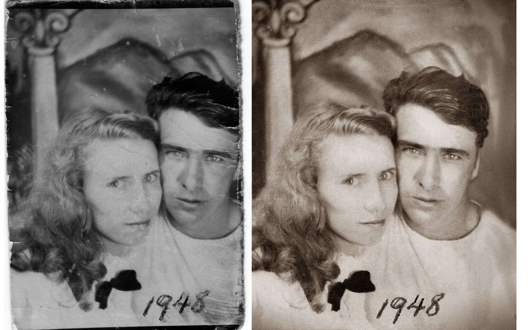 Restored vintage family photograph — expert restoration by Bob Baggett Photography