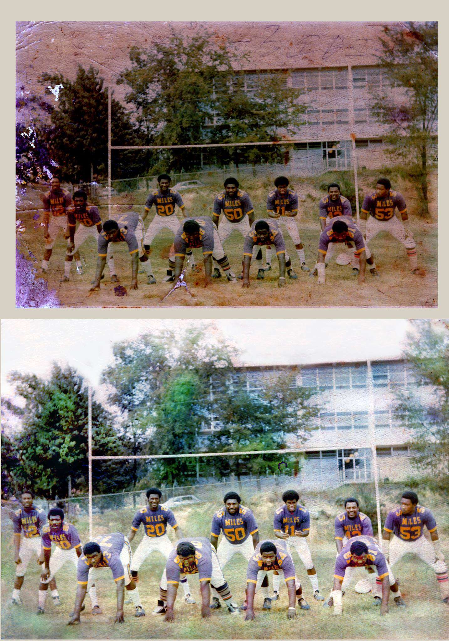 Water damaged photo restored — faded and stained photograph repaired