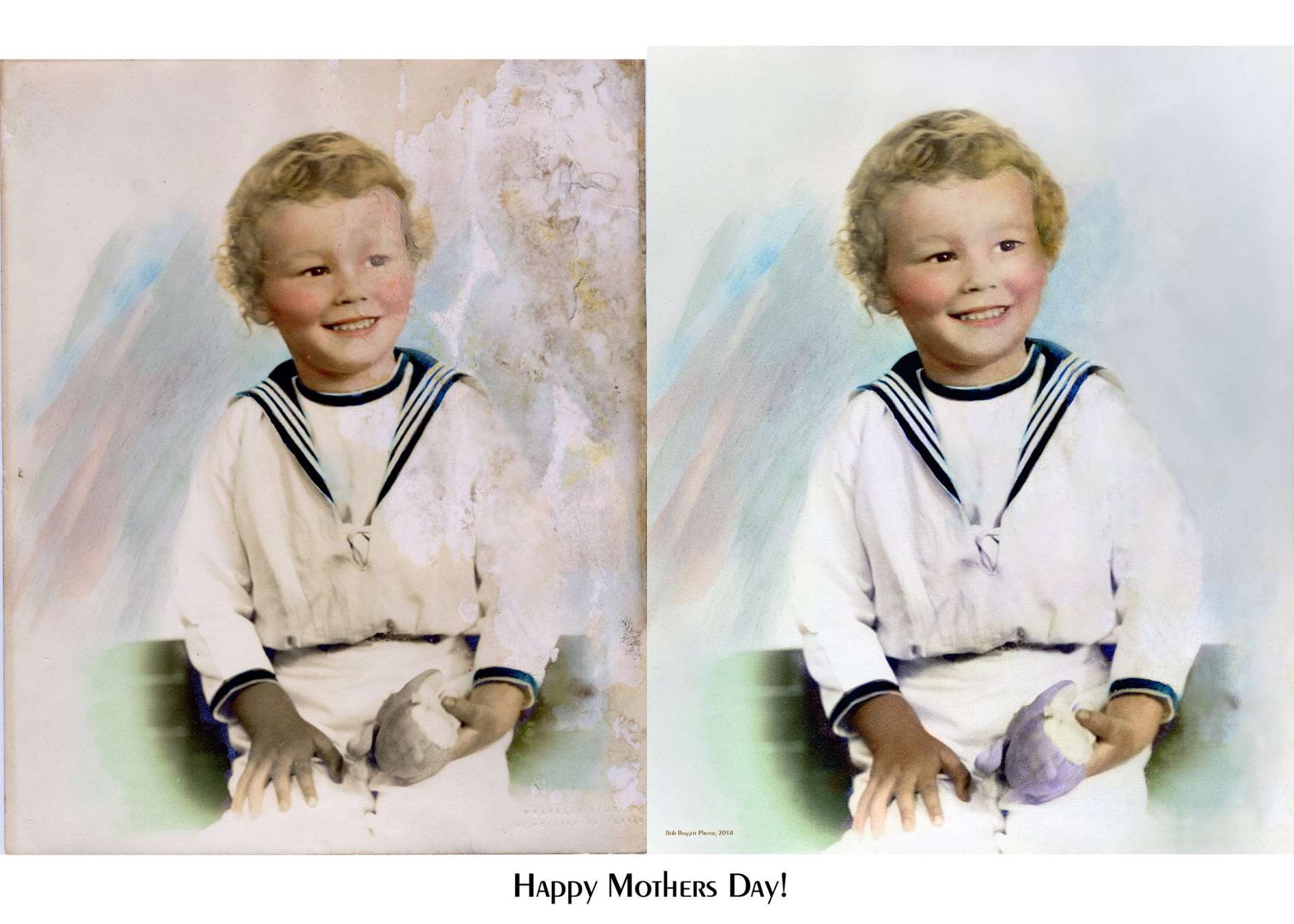 Photo restoration Tampa Bay — faded black and white portrait restored