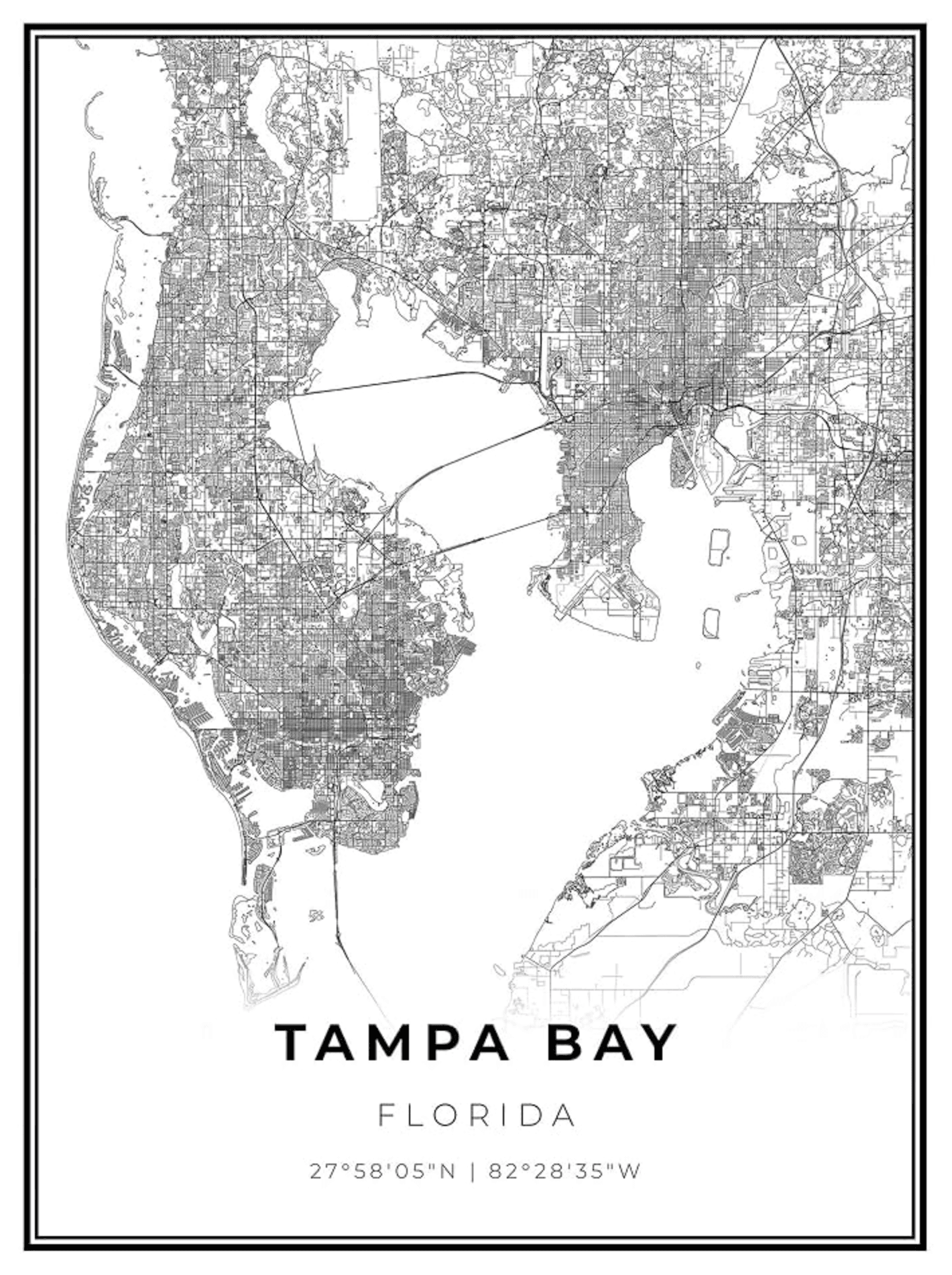 Tampa Bay area service map showing the greater Tampa Bay region