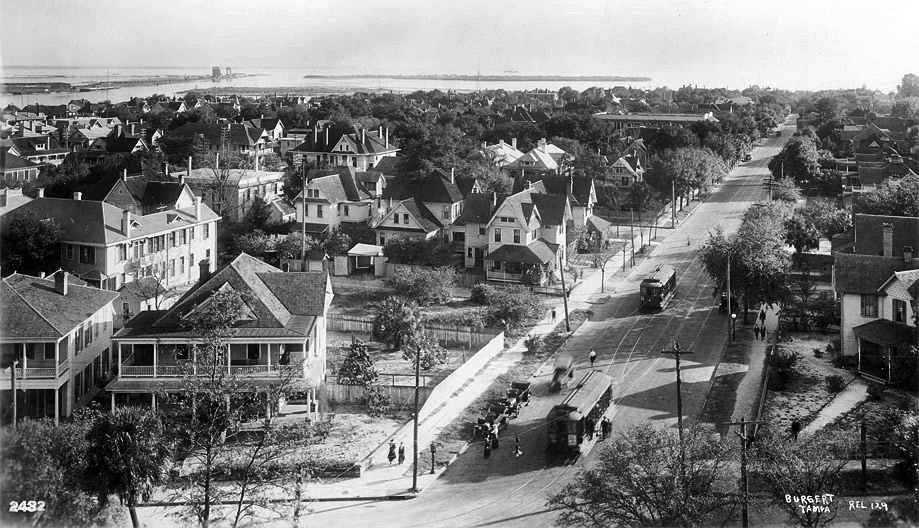 Hyde Park trolleys, 1913 — typical Burgert documentation of Tampa neighborhood life